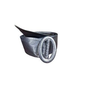 Vintage 90s Dark Blue Faux Leather Belt Medium